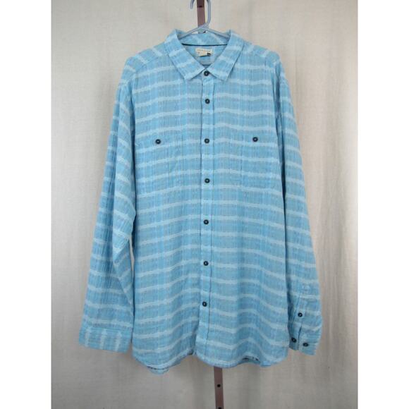 Carbon2Cobalt Men's Blue Sea Change Chambray Plaid Button Up LS Shirt Size XLT - Picture 1 of 7